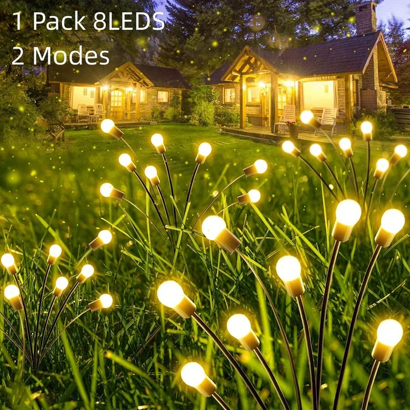 1/2er-Pack Solar-Glühwürmchen-Gartenleuchten, 16 LEDs, Solar-Außenleuchten, die sich durch den Wind bewegen, warmweiße, wasserdichte, solarbetriebene Garten-Dekorationsleuchten für Hof, Terrasse, Weg, Landschaft