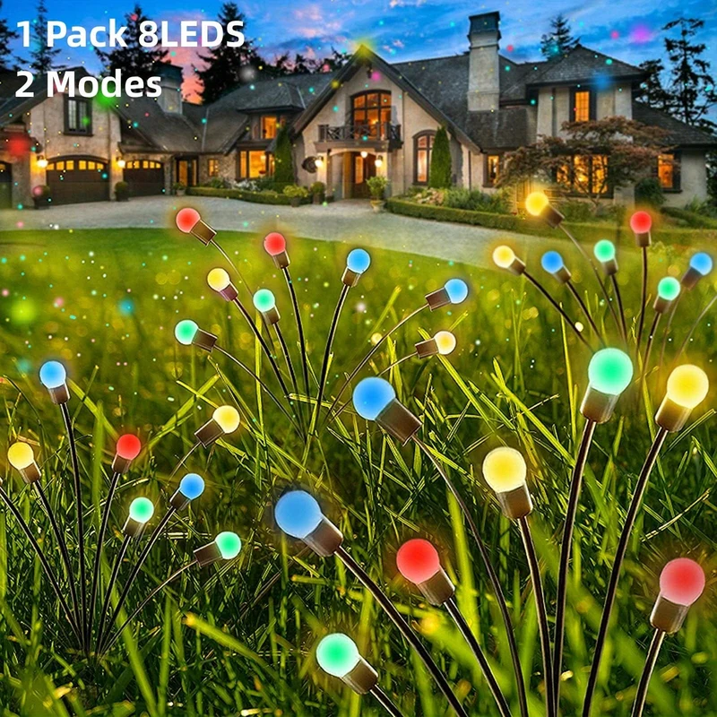 1/2er-Pack Solar-Glühwürmchen-Gartenleuchten, 16 LEDs, Solar-Außenleuchten, die sich durch den Wind bewegen, warmweiße, wasserdichte, solarbetriebene Garten-Dekorationsleuchten für Hof, Terrasse, Weg, Landschaft