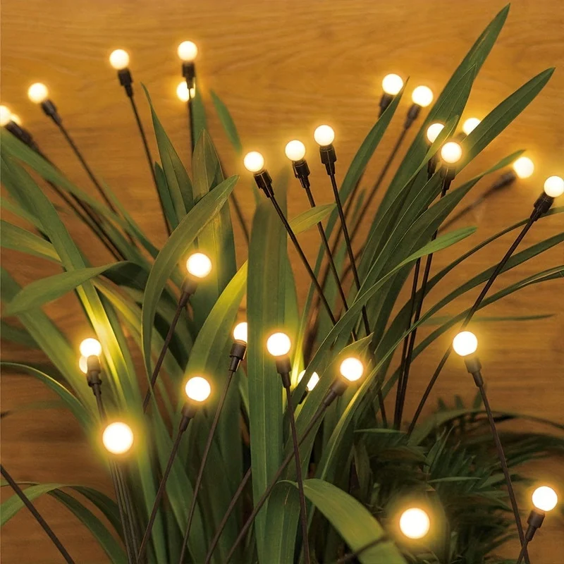 1/2er-Pack Solar-Glühwürmchen-Gartenleuchten, 16 LEDs, Solar-Außenleuchten, die sich durch den Wind bewegen, warmweiße, wasserdichte, solarbetriebene Garten-Dekorationsleuchten für Hof, Terrasse, Weg, Landschaft
