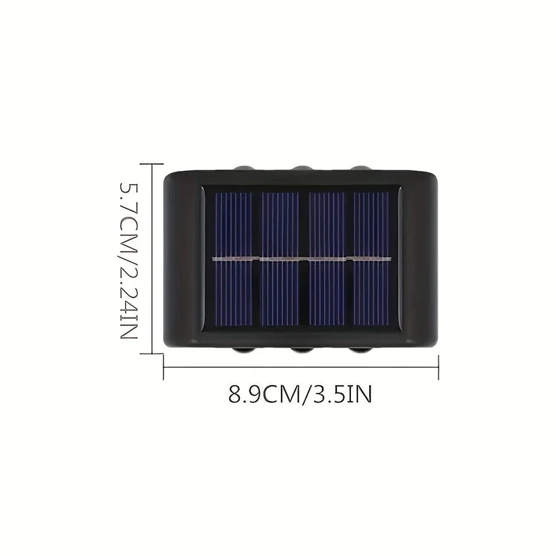 2 Packungen wasserdichte Solar-Wandleuchten für den Außenbereich, 6 LED-Leuchten, warmweiß, nordischer Stil, Terrassenbeleuchtung, Beleuchtung für Außenleuchten, Terrasse, Straße, Landschaftsbau, Zaun, Garage, Gartenwandleuchten