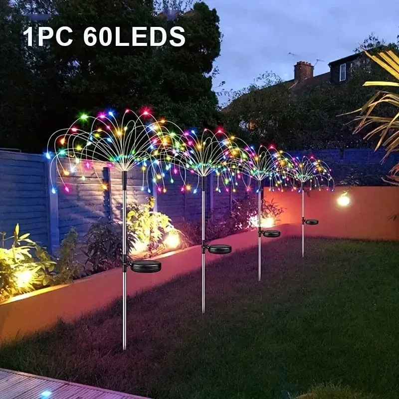 1 Packung Solar-Feuerwerkslicht für den Außenbereich, wasserdichte Solar-Gartenblumenlichter mit 8 Beleuchtungsmodi, mit für Gartenhof-Außenbeleuchtungsdekoration