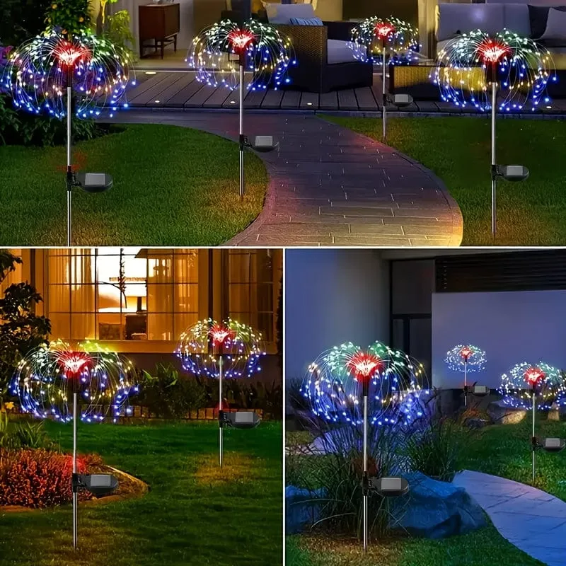 1 Packung Solar-Feuerwerkslicht für den Außenbereich, wasserdichte Solar-Gartenblumenlichter mit 8 Beleuchtungsmodi, mit für Gartenhof-Außenbeleuchtungsdekoration