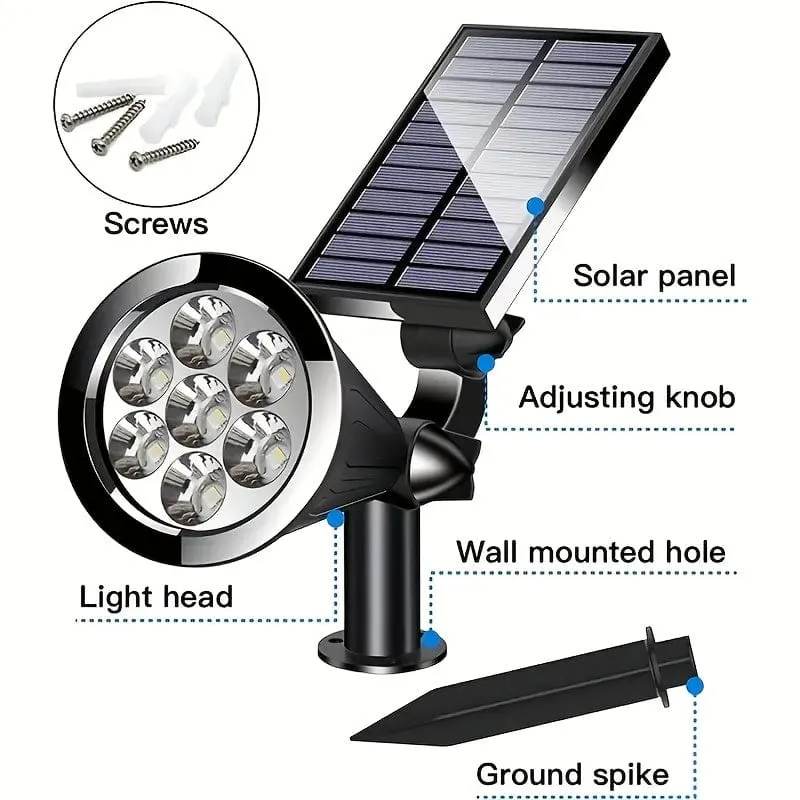 1 Stück 4/7 LED Solar-Gartenlicht, wasserdichter Außenstrahler, Landschaftsbaum-Rasen-RGB-Rasenlicht mit Solar-Graslicht
