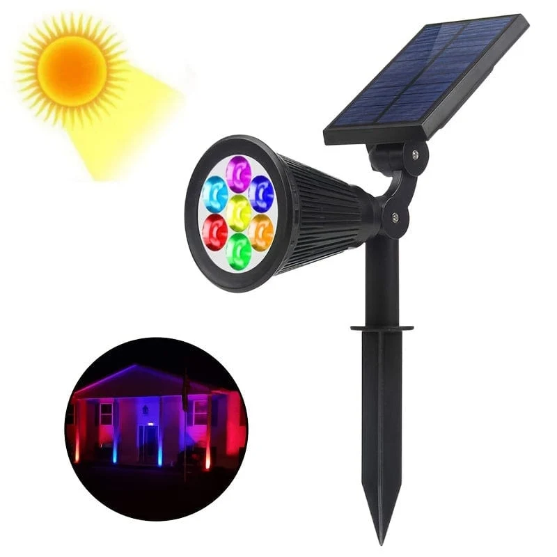 1 Stück 4/7 LED Solar-Gartenlicht, wasserdichter Außenstrahler, Landschaftsbaum-Rasen-RGB-Rasenlicht mit Solar-Graslicht