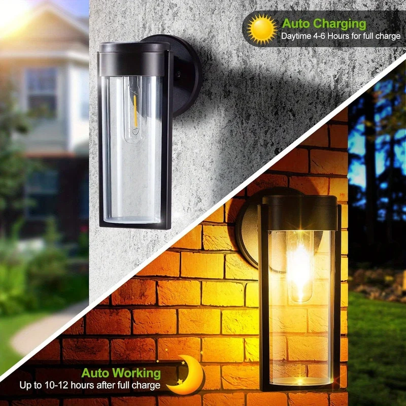 2 Stück Solar-Deck-Lichter, Solar-Zaun-Lichter für den Außenbereich, automatisches Ein-/Ausschalten, wasserdichte Wandmontage, dekorative Lichter für Wandzaun, Terrasse, Post, Hof, Veranda