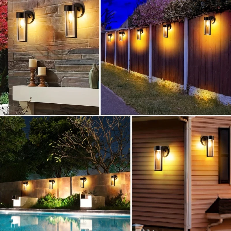 2 Stück Solar-Deck-Lichter, Solar-Zaun-Lichter für den Außenbereich, automatisches Ein-/Ausschalten, wasserdichte Wandmontage, dekorative Lichter für Wandzaun, Terrasse, Post, Hof, Veranda