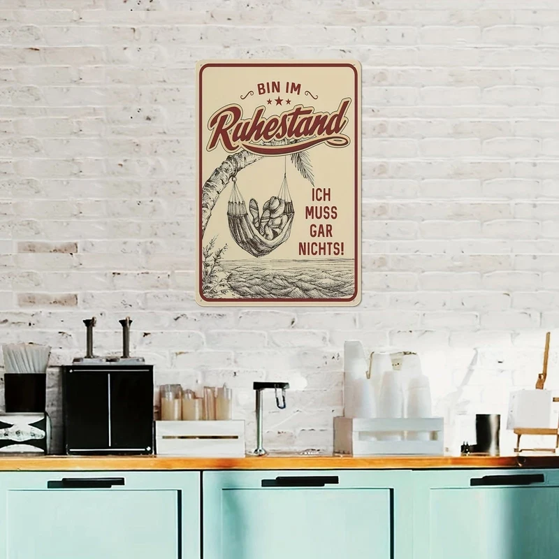 1 Stück Aluminium-Ruhestandsschilder, dekoratives Blechschild als Geschenk für Rentner „BIN IM Ruhestand-Ich muss Gar Nichts“ 20*30CM