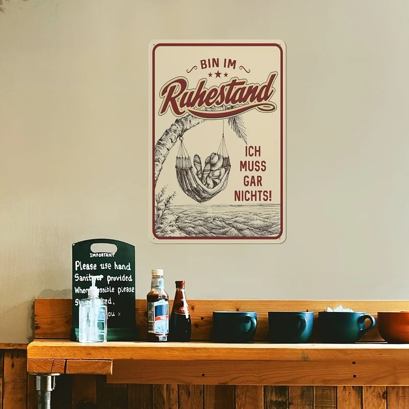 1 Stück Aluminium-Ruhestandsschilder, dekoratives Blechschild als Geschenk für Rentner „BIN IM Ruhestand-Ich muss Gar Nichts“ 20*30CM