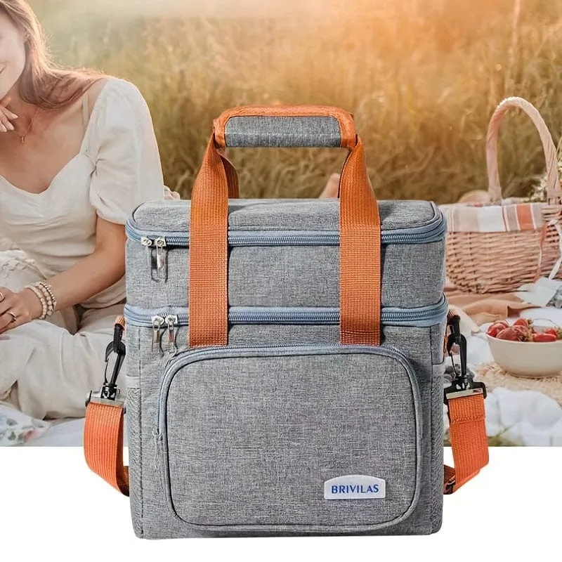 Wiederverwendbare, doppellagige, isolierte Lunchtasche – perfekt für Arbeit, Picknick, Schule oder Reisen.