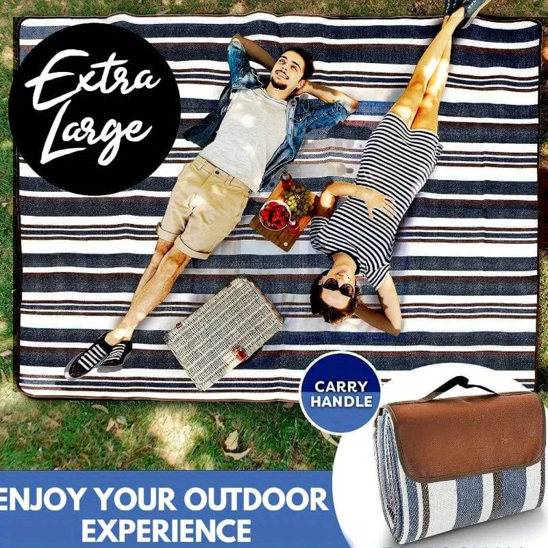 1 Stück Picknickdecken, zweilagige Picknickdecke, wasserabweisend, handliche Matte für den Außenbereich, Tragetasche, Frühlings- und Sommer-Campingdecke, ideal für den Strand