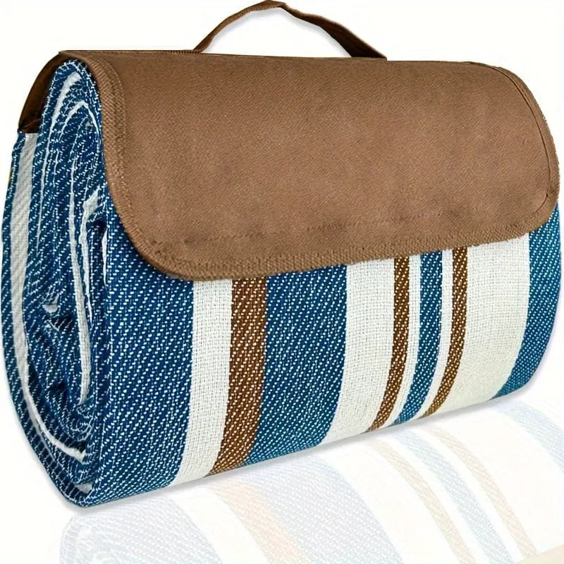 1 Stück Picknickdecken, zweilagige Picknickdecke, wasserabweisend, handliche Matte für den Außenbereich, Tragetasche, Frühlings- und Sommer-Campingdecke, ideal für den Strand