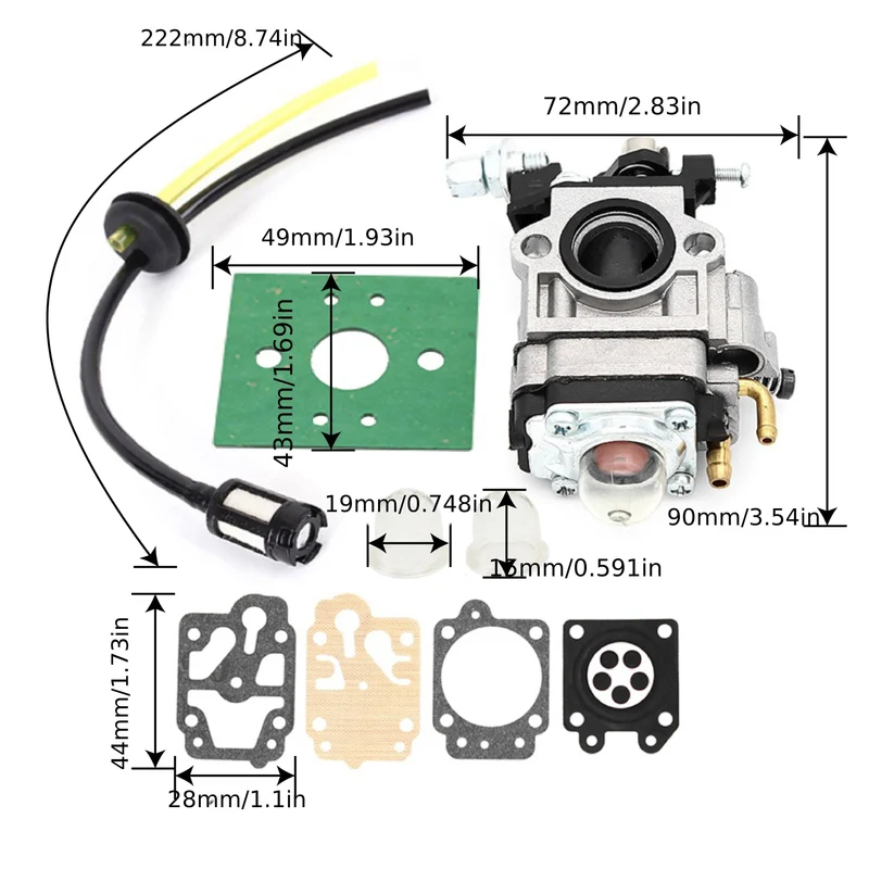 9 teile/satz Pinsel Cutter Zubehör Vergaser Kraftstoff Rohr Filter Und Reparatur Kit Für Gras Cutter Motor 40-5 44-5