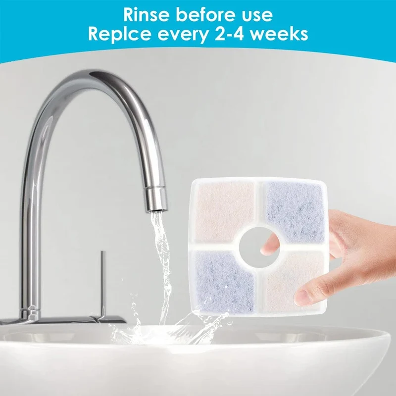 4/6/8/12 Stück quadratische Ersatzfilter für Katzentrinkbrunnen, Dreifach-Filtrationssystem, Filter für Katzenwasserspender