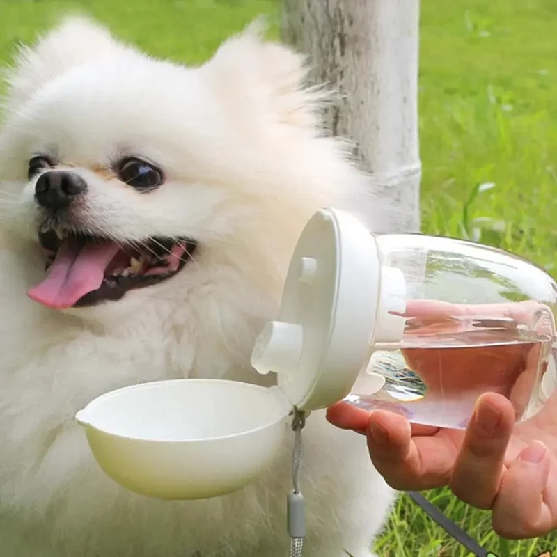 300ml Tragbare Haustier-Wasserflasche Outdoor-Reise-Trinkbecher Futternapf mit Trageband für kleine und mittelgroße Katzen Hunde Heimtierbedarf
