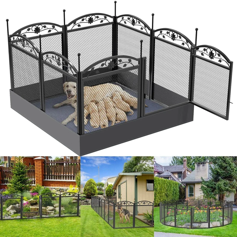 Hunde-Laufstall-Zaun, abnehmbarer Laufstall, Übungs-Welpen-Zwinger, Käfig, Hundebedarf, Hundezäune, 8 Paneele mit wasserdichter Fruchtbarkeitsunterlage