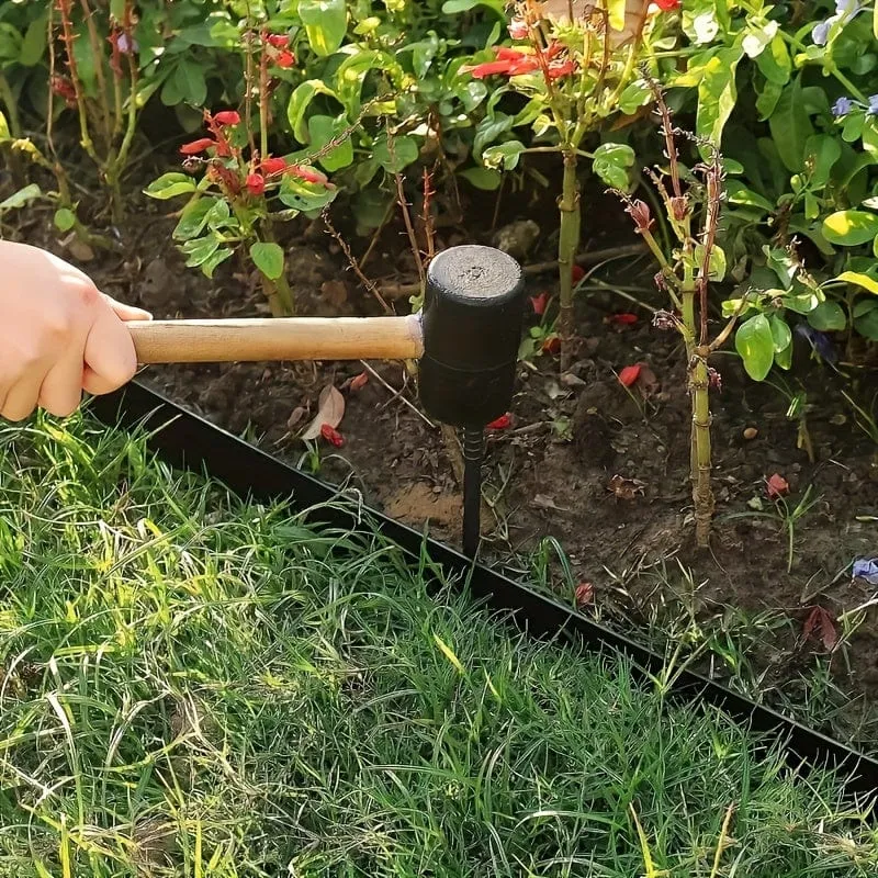 1 Packung Landschaftseinfassungen ohne Graben, Blumenbeeteinfassungen Rasenkanten Garteneinfassungen ohne Graben, Landschaftsbauumrandung Gummikanten Wildblumen-Gartenränder Hofeinfassungen 10.0 Meter (30 Nägel senden)