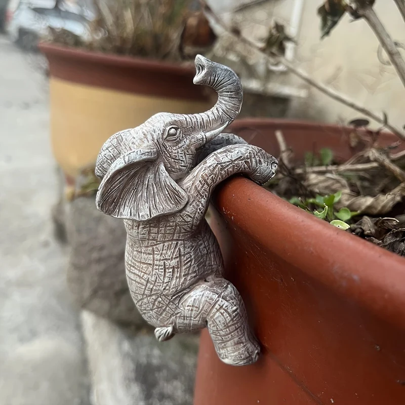 1 Stück, hängender Blumentopf, Elefant, Elefantenliebhaber, Geschenk, Zuhause, Balkon, Garten, Tierdekoration, Skulptur, Blumentopfdekoration, Raumdekoration, ästhetische Raumdekoration, Schlafzimmerdekoration, Heimdekoration, Hausdekoration