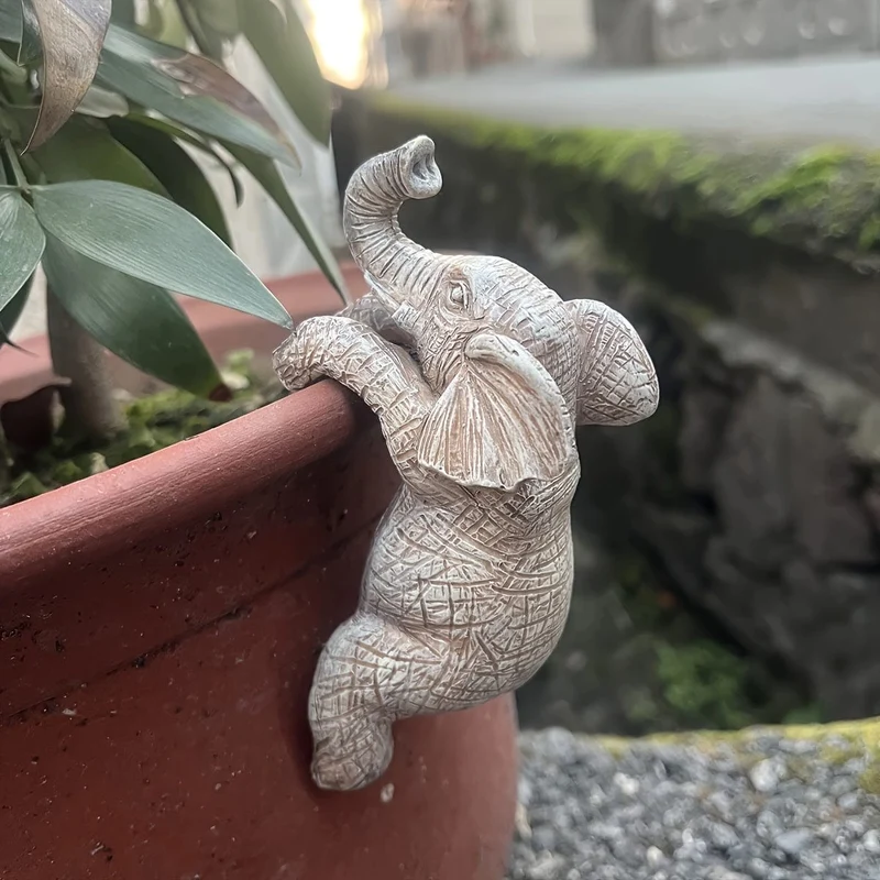 1 Stück, hängender Blumentopf, Elefant, Elefantenliebhaber, Geschenk, Zuhause, Balkon, Garten, Tierdekoration, Skulptur, Blumentopfdekoration, Raumdekoration, ästhetische Raumdekoration, Schlafzimmerdekoration, Heimdekoration, Hausdekoration
