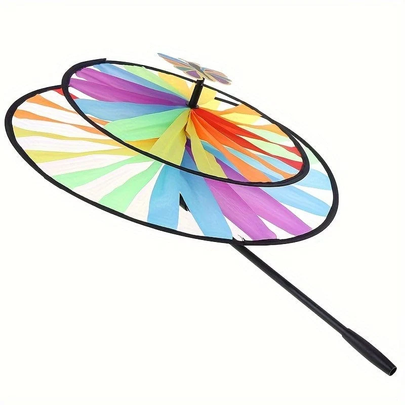 2/4 Stück doppellagige Drehteller-Windmühlen mit schwarzen Kanten und zweilagigen Windmühlen, doppellagige Windmühlen-Dekoration für Outdoor-Sportarten (zufällige Insekten)