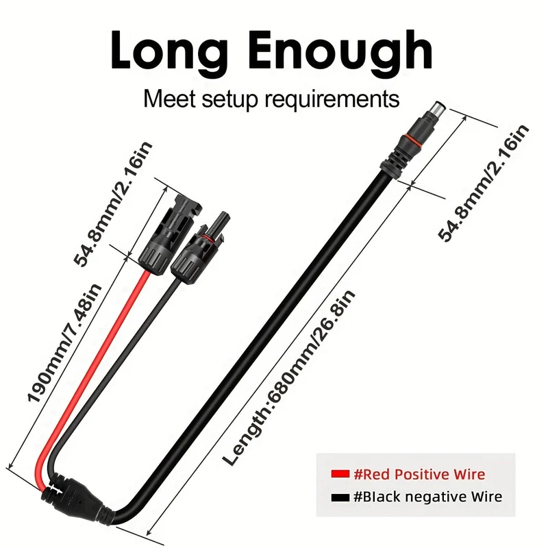1 Stück Solarpanel-Stecker auf 8 mm Adapterkabel, Solar-Stecker-Verlängerungskabel 3.3 Fuß 14 AWG, kompatibel mit Solar-Stecker, DC 8 mm Eingang, Solargenerator, tragbares Kraftwerk (3.3 Fuß/1 m)