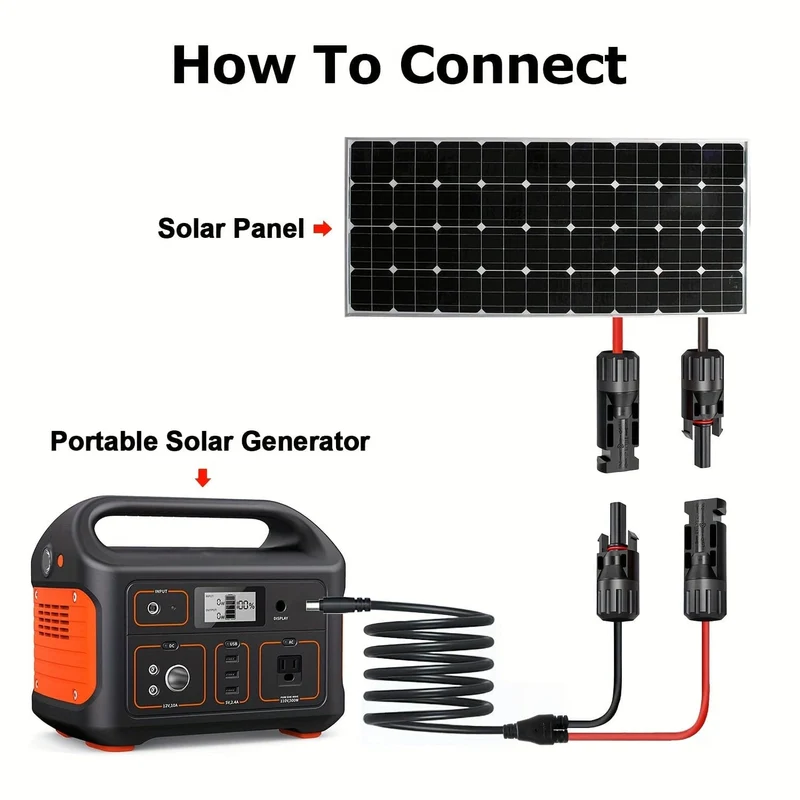 1 Stück Solarpanel-Stecker auf 8 mm Adapterkabel, Solar-Stecker-Verlängerungskabel 3.3 Fuß 14 AWG, kompatibel mit Solar-Stecker, DC 8 mm Eingang, Solargenerator, tragbares Kraftwerk (3.3 Fuß/1 m)