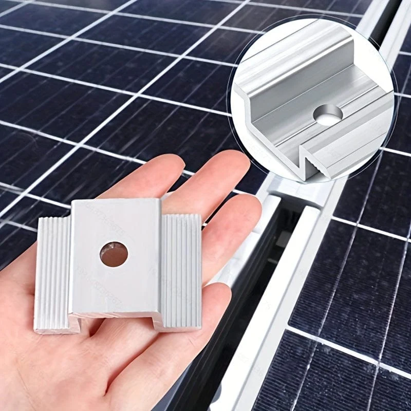 4 Stück Panel-Mittelklemmen, Solarpanel-Halterung, Aluminium-Montagezubehör, Aluminium-Solar-Mittelklemme für die Solarpanel-Montage, Solarpanel-Mittelklemme