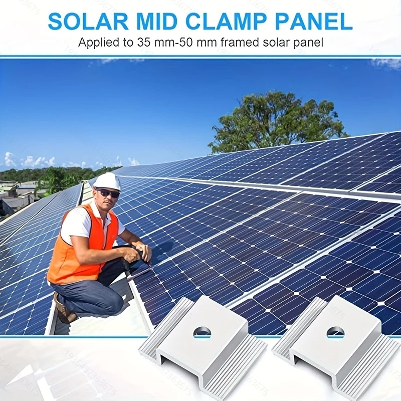 4 Stück Panel-Mittelklemmen, Solarpanel-Halterung, Aluminium-Montagezubehör, Aluminium-Solar-Mittelklemme für die Solarpanel-Montage, Solarpanel-Mittelklemme
