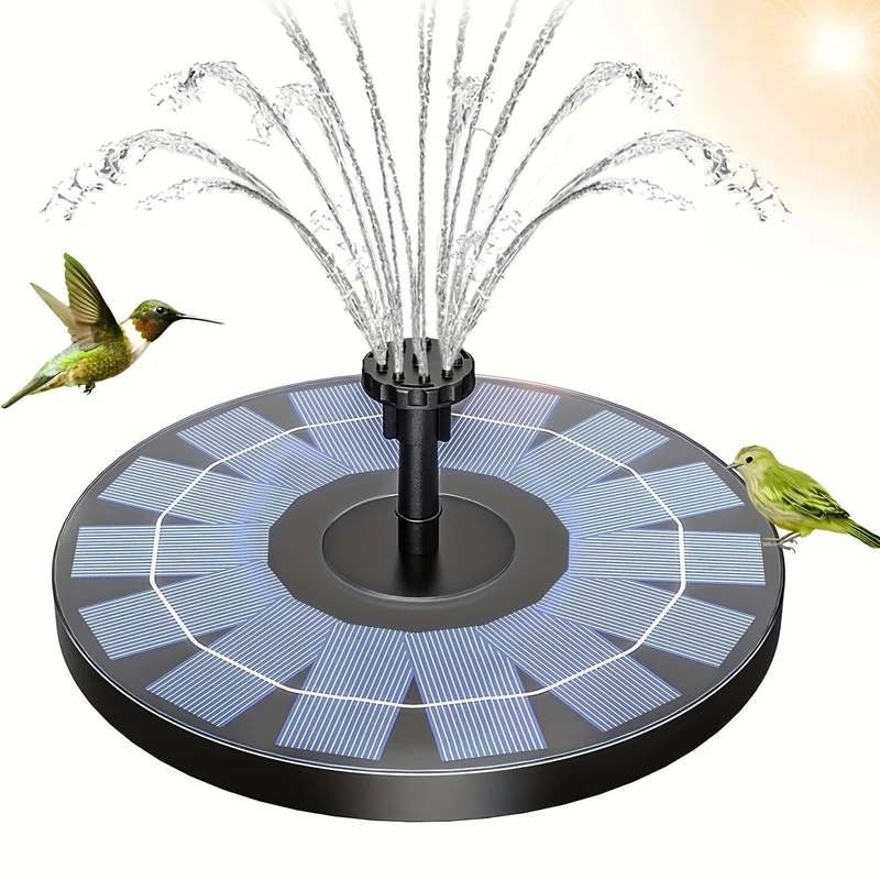 1 Stück solarbetriebene Springbrunnenpumpe, Solarbrunnen-Vogelbadpumpe mit 6 Düsen, freistehende tragbare schwimmende solarbetriebene Springbrunnenpumpe für Garten, Teich, Pool, Außen- und Hinterhof, 1.5 W