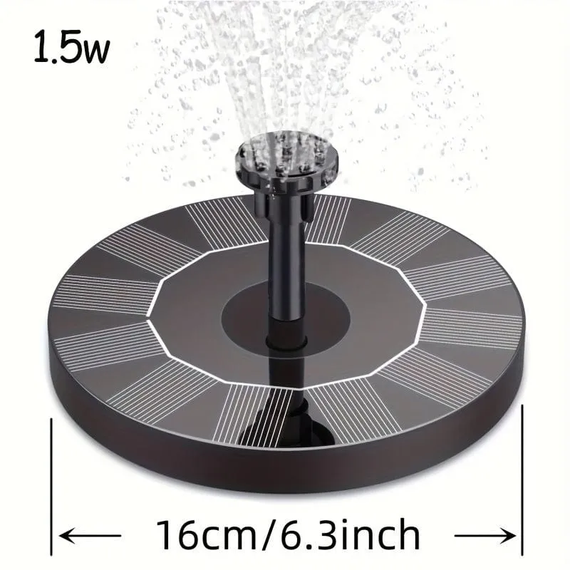 1 Stück solarbetriebene Springbrunnenpumpe, Solarbrunnen-Vogelbadpumpe mit 6 Düsen, freistehende tragbare schwimmende solarbetriebene Springbrunnenpumpe für Garten, Teich, Pool, Außen- und Hinterhof, 1.5 W