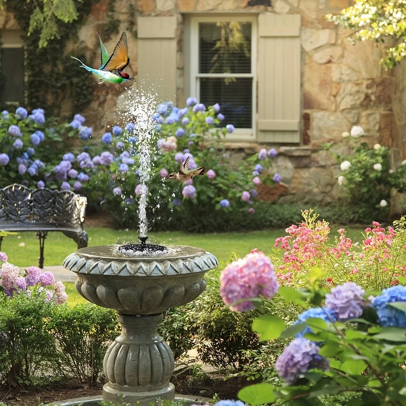 1 Stück solarbetriebene Springbrunnenpumpe, Solarbrunnen-Vogelbadpumpe mit 6 Düsen, freistehende tragbare schwimmende solarbetriebene Springbrunnenpumpe für Garten, Teich, Pool, Außen- und Hinterhof, 1.5 W