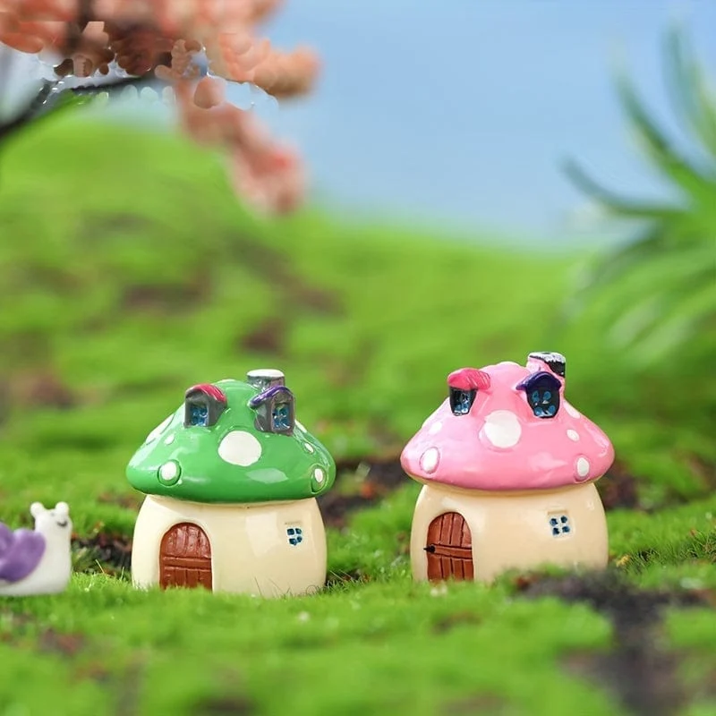 4 Stück/Set Mini-Pilzhaus, Miniaturfiguren für Mikro-Landschaftsdekorationen, Bonsai-Schloss, Handwerk, Garten, Outdoor, Status, Terrasse, Rasen, Hof, Kit, Heim-DIY-Zubehör
