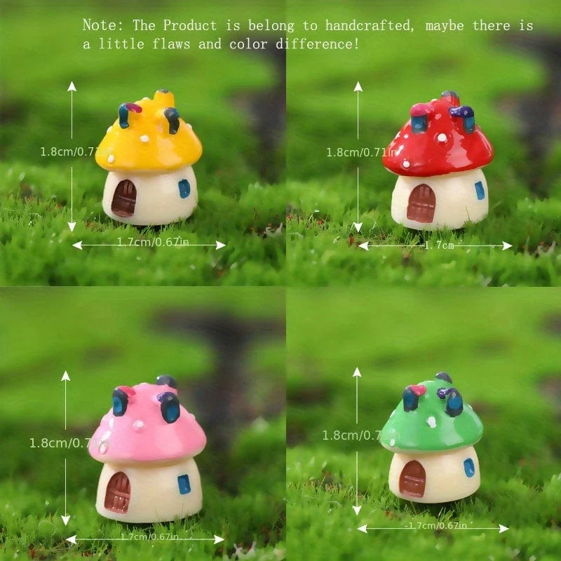 4 Stück/Set Mini-Pilzhaus, Miniaturfiguren für Mikro-Landschaftsdekorationen, Bonsai-Schloss, Handwerk, Garten, Outdoor, Status, Terrasse, Rasen, Hof, Kit, Heim-DIY-Zubehör