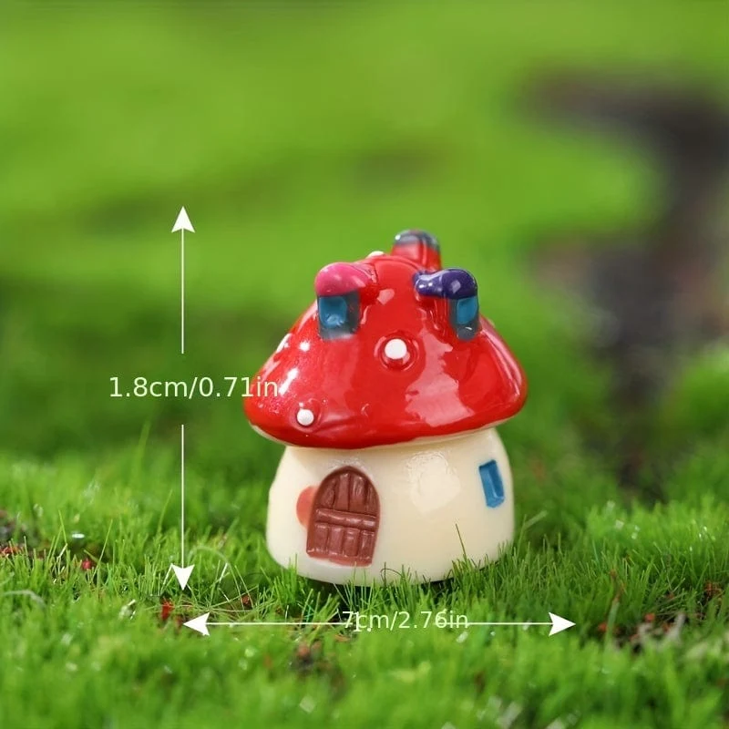 4 Stück/Set Mini-Pilzhaus, Miniaturfiguren für Mikro-Landschaftsdekorationen, Bonsai-Schloss, Handwerk, Garten, Outdoor, Status, Terrasse, Rasen, Hof, Kit, Heim-DIY-Zubehör