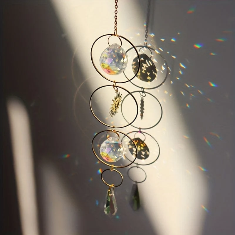 1 Stück Kristall-Sonnenfänger, Windspiel, Metallanhänger für Hochzeit, Party, Heimdekoration, Autoaufhängung, Hängeornament, Sonnenfänger, Foto-Requisiten, Outdoor-Dekoration