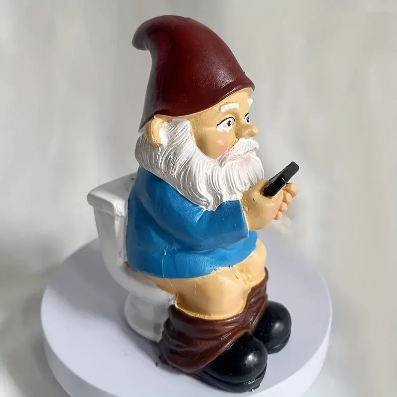 1 Stück, Cartoon-Zwerg, hockende Toilette, Kunstharz, Kunsthandwerk, Garten, Garten, kreative Kunst, Mikro-Landschaftsskulptur