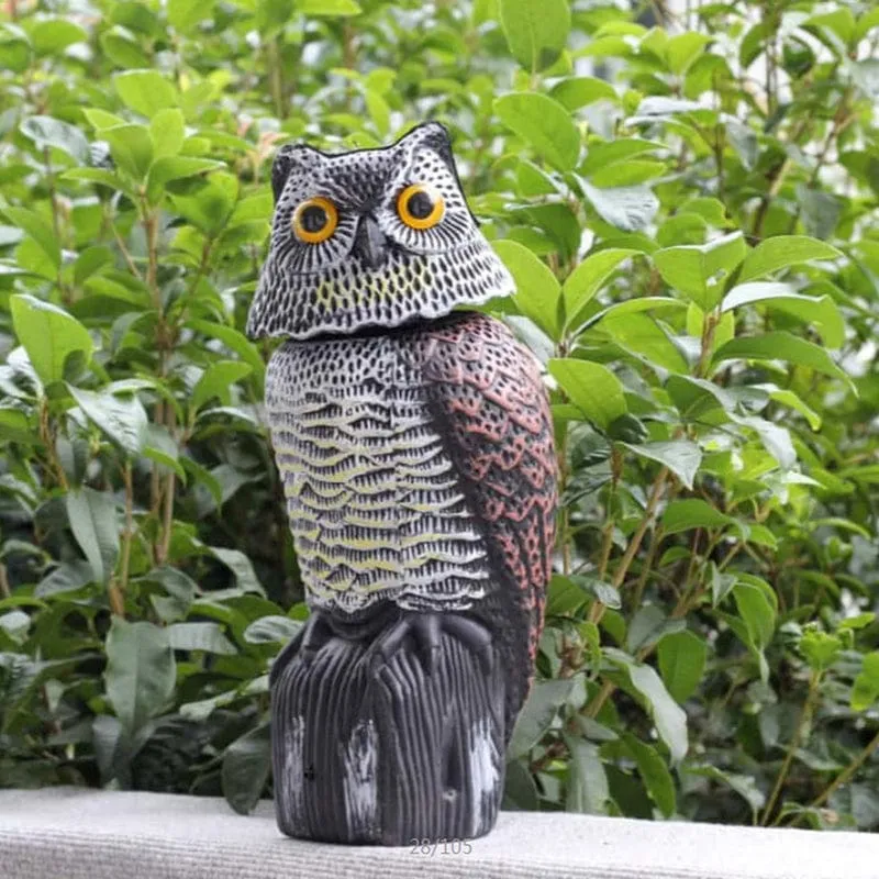 1 Stück, verscheuchen Sie Vögel, Eichhörnchen und Mäuse mit dieser realistischen künstlichen Eulenstatue – Schädlingsabwehrmittel mit rotierendem Kopf!