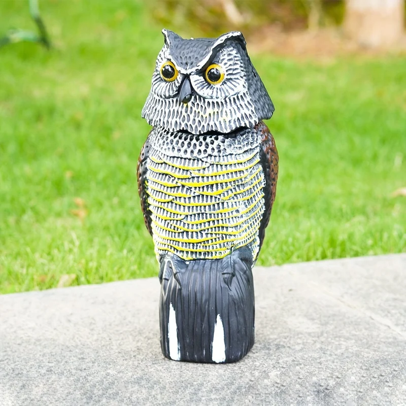1 Stück, verscheuchen Sie Vögel, Eichhörnchen und Mäuse mit dieser realistischen künstlichen Eulenstatue – Schädlingsabwehrmittel mit rotierendem Kopf!