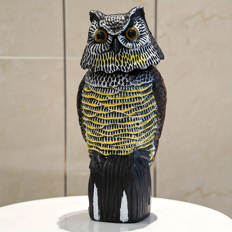 1 Stück, verscheuchen Sie Vögel, Eichhörnchen und Mäuse mit dieser realistischen künstlichen Eulenstatue – Schädlingsabwehrmittel mit rotierendem Kopf!