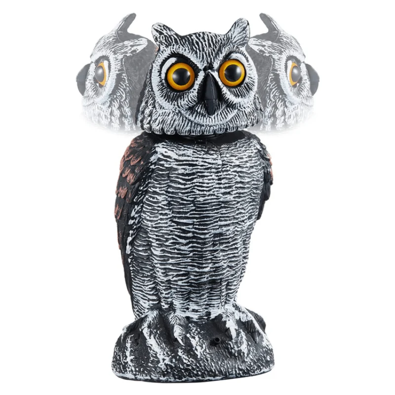1 Stück, verscheuchen Sie Vögel, Eichhörnchen und Mäuse mit dieser realistischen künstlichen Eulenstatue – Schädlingsabwehrmittel mit rotierendem Kopf!
