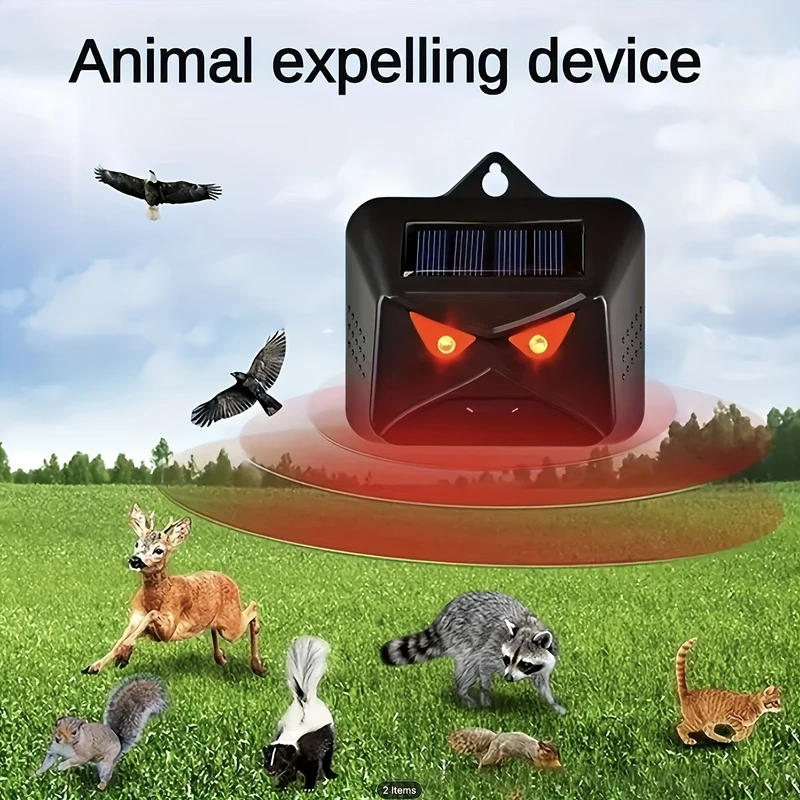 1 Packung, halten Sie Wildtiere fern mit Solar-Nachttiervertreiber, rotes LED-Licht, wasserdicht, Raubtierabwehrmittel für Gärten, Bauernhöfe und Hühnerställe, Stroboskoplicht, wirksame Hirschabwehr für den Außenbereich