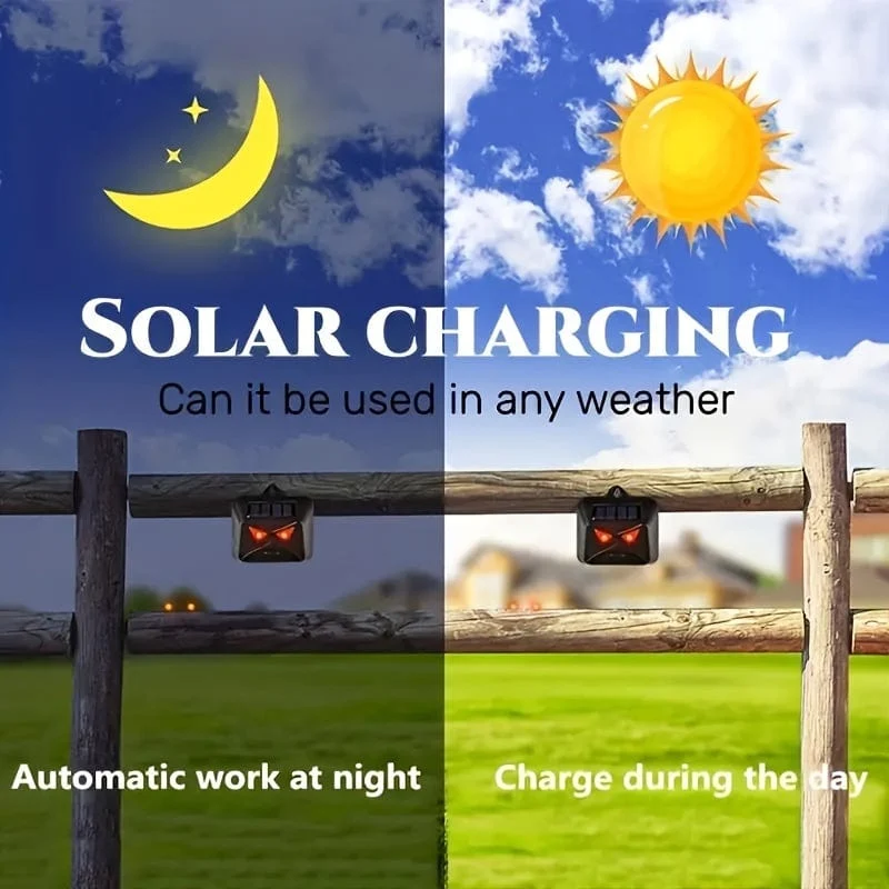 1 Packung, halten Sie Wildtiere fern mit Solar-Nachttiervertreiber, rotes LED-Licht, wasserdicht, Raubtierabwehrmittel für Gärten, Bauernhöfe und Hühnerställe, Stroboskoplicht, wirksame Hirschabwehr für den Außenbereich
