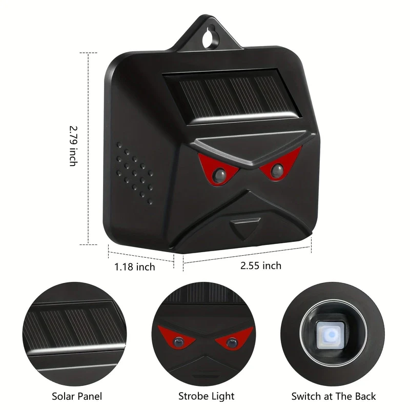 1 Packung, halten Sie Wildtiere fern mit Solar-Nachttiervertreiber, rotes LED-Licht, wasserdicht, Raubtierabwehrmittel für Gärten, Bauernhöfe und Hühnerställe, Stroboskoplicht, wirksame Hirschabwehr für den Außenbereich