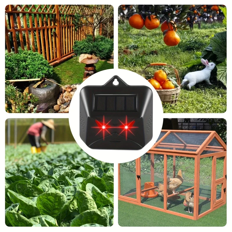 1 Packung, halten Sie Wildtiere fern mit Solar-Nachttiervertreiber, rotes LED-Licht, wasserdicht, Raubtierabwehrmittel für Gärten, Bauernhöfe und Hühnerställe, Stroboskoplicht, wirksame Hirschabwehr für den Außenbereich