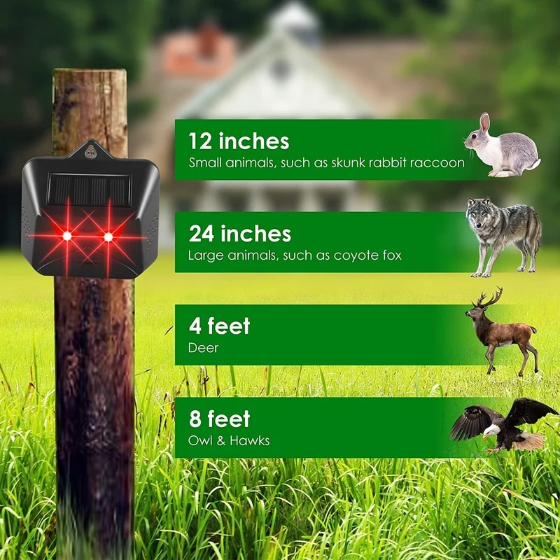 1 Packung, halten Sie Wildtiere fern mit Solar-Nachttiervertreiber, rotes LED-Licht, wasserdicht, Raubtierabwehrmittel für Gärten, Bauernhöfe und Hühnerställe, Stroboskoplicht, wirksame Hirschabwehr für den Außenbereich