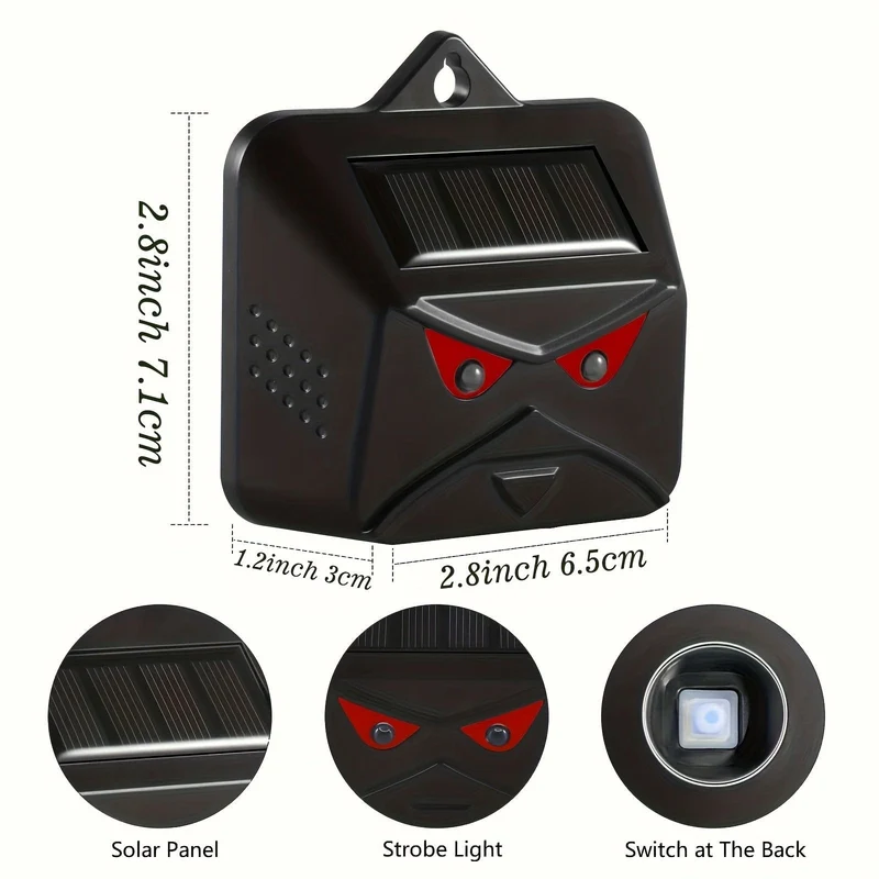 1 Packung, halten Sie Wildtiere fern mit Solar-Nachttiervertreiber, rotes LED-Licht, wasserdicht, Raubtierabwehrmittel für Gärten, Bauernhöfe und Hühnerställe, Stroboskoplicht, wirksame Hirschabwehr für den Außenbereich