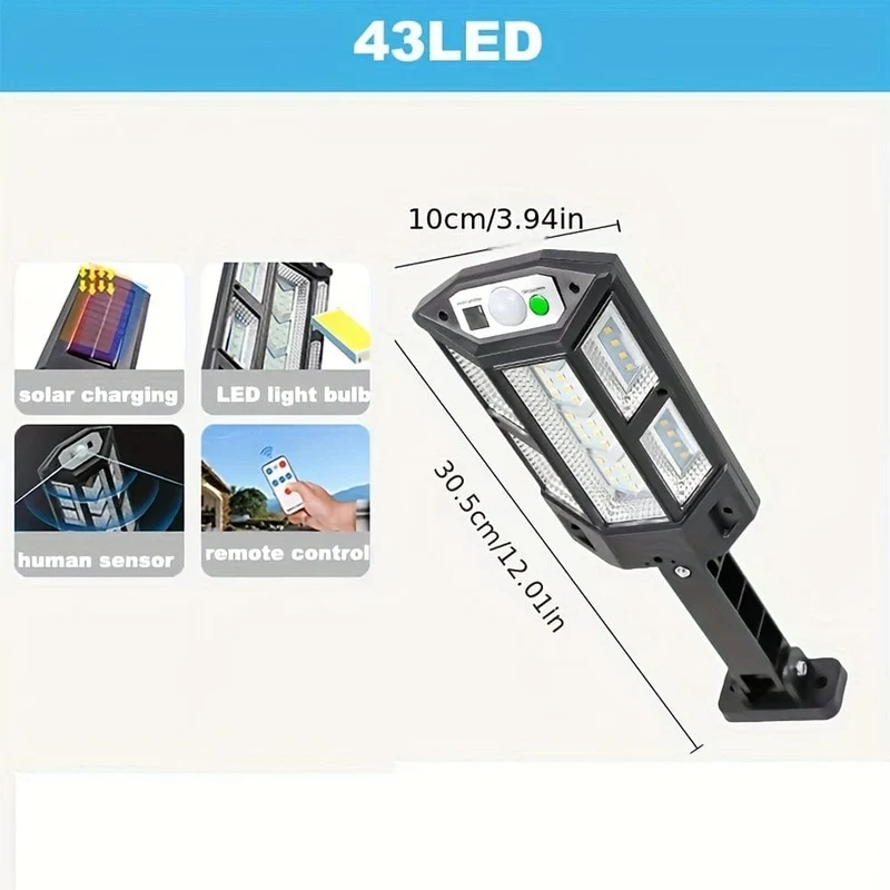 1PC 6500K Superhelle LED-Solar-Wandleuchte, Bewegungssensor, 3 Beleuchtungsmodus-Licht, Outdoor-Garten-Sicherheitsstraßen-Yard-Lampe Solar-Gartenlampe mit Batterie