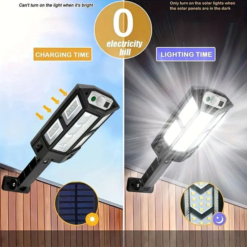 1PC 6500K Superhelle LED-Solar-Wandleuchte, Bewegungssensor, 3 Beleuchtungsmodus-Licht, Outdoor-Garten-Sicherheitsstraßen-Yard-Lampe Solar-Gartenlampe mit Batterie