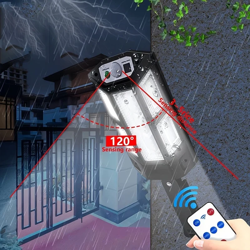1PC 6500K Superhelle LED-Solar-Wandleuchte, Bewegungssensor, 3 Beleuchtungsmodus-Licht, Outdoor-Garten-Sicherheitsstraßen-Yard-Lampe Solar-Gartenlampe mit Batterie