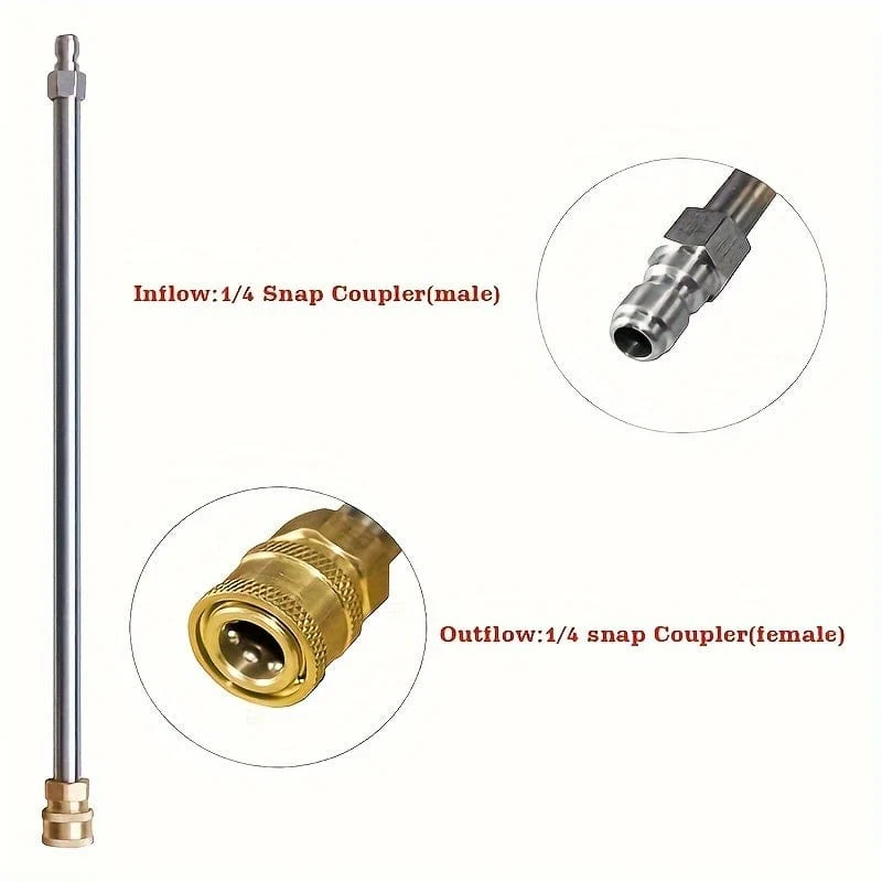 2 Stück 16" Edelstahl 1/4" Schnellanschluss-Hochdruckreinigerlanze, Hochdruckreiniger-Verlängerungsstab