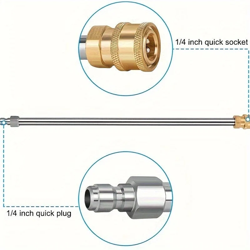 2 Stück 16" Edelstahl 1/4" Schnellanschluss-Hochdruckreinigerlanze, Hochdruckreiniger-Verlängerungsstab